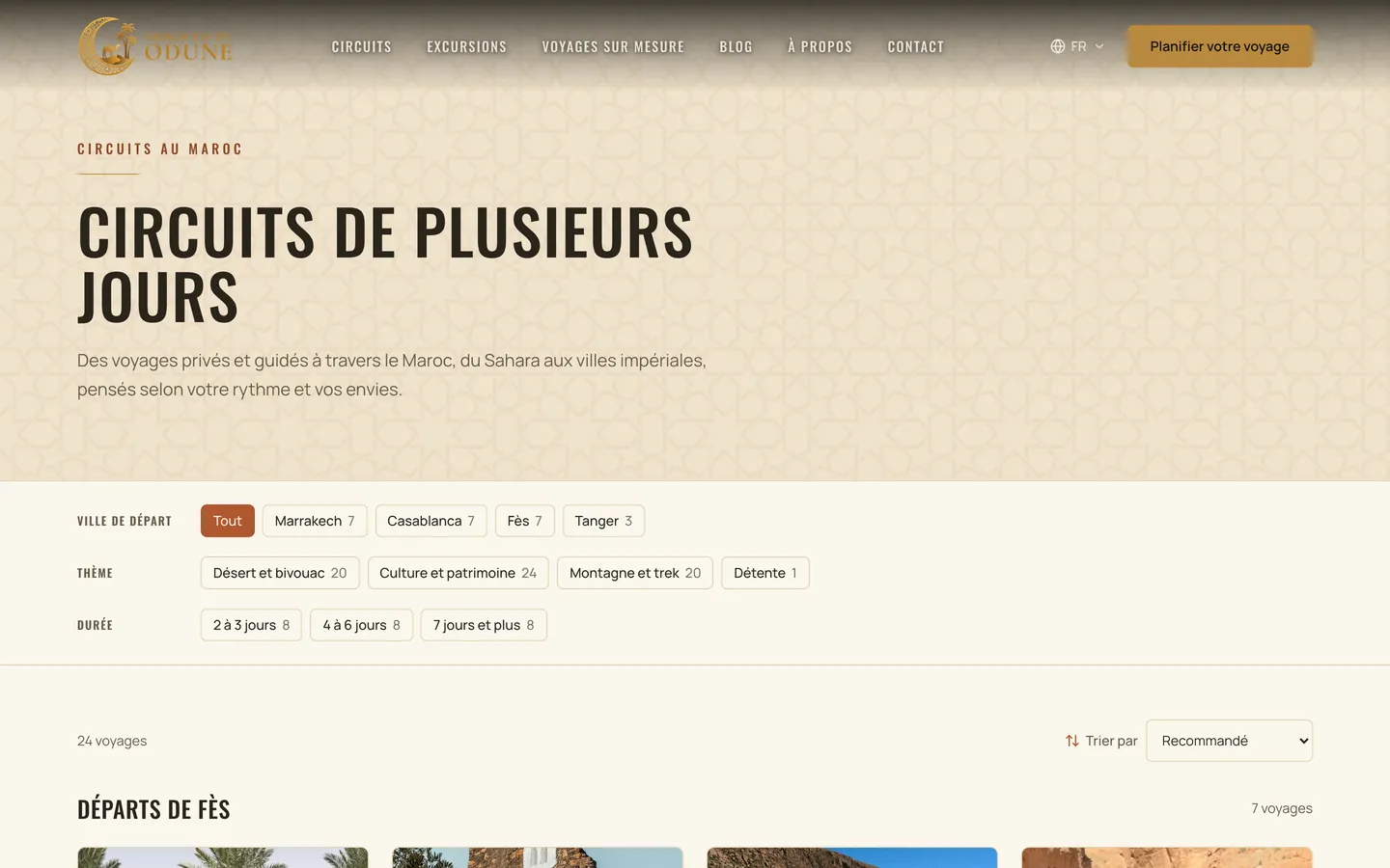 Odune Travel Agency, la page des circuits